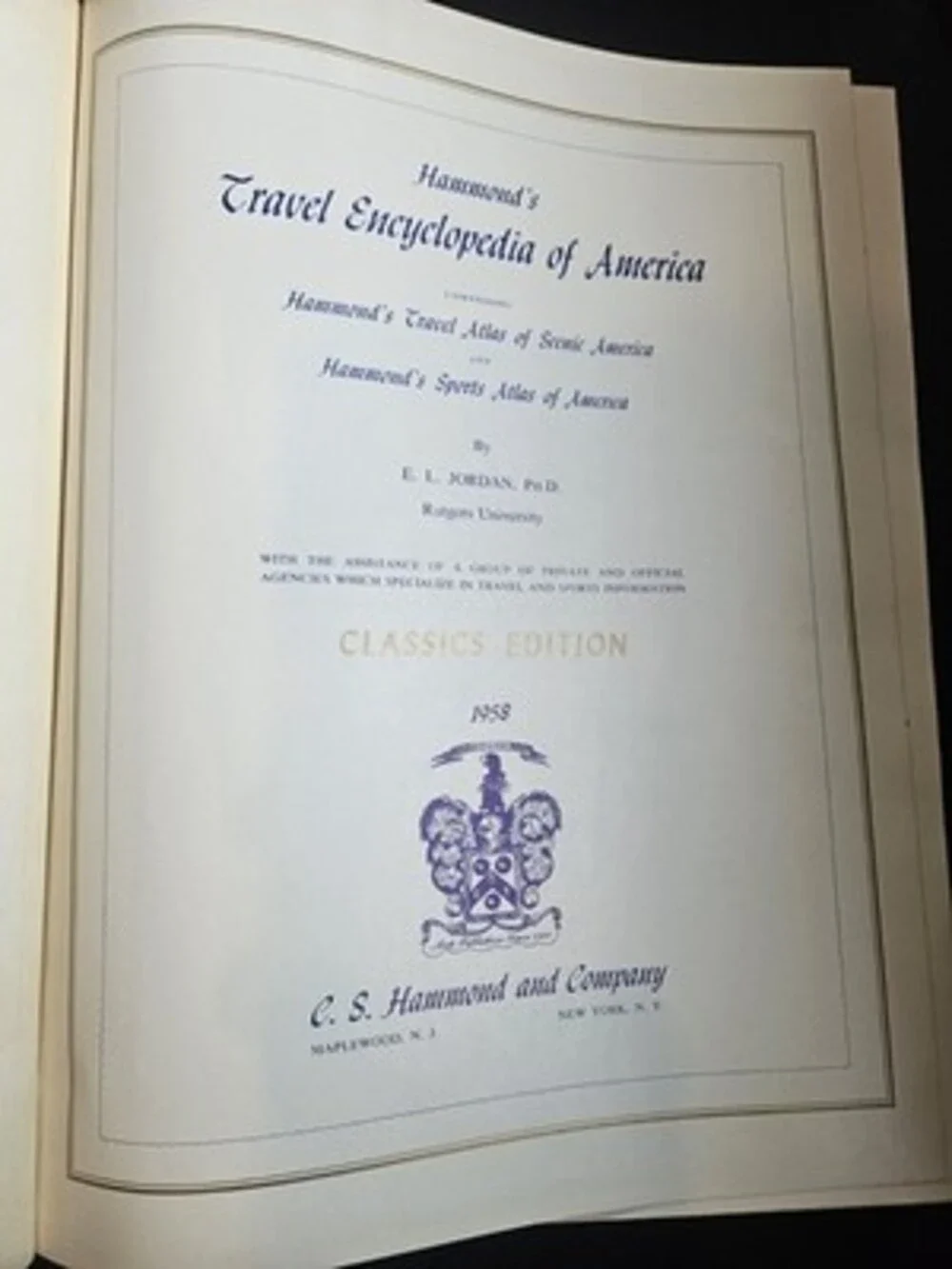 Travel Encyclopedia of America by Hammond HC 1958